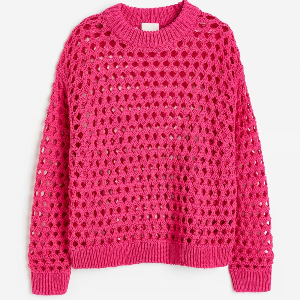 H&M Oversized Pointelle-knit Sweater size M NWT